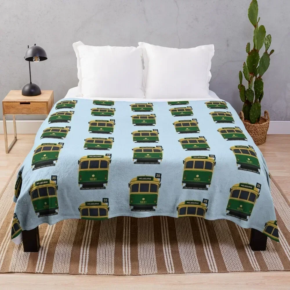 

Melbourne Tram, W-Class Front View Throw Blanket All Season Soft Lightweight Blanket for Home