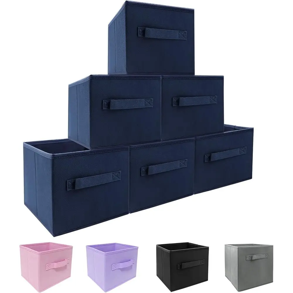 

Маленькие складные тканевые контейнеры для хранения, органайзеры 9,0"x7,5"x7,5", набор из 6 штук, мини-ящики для хранения, для дома, шкафа, гостиной, книжной полки