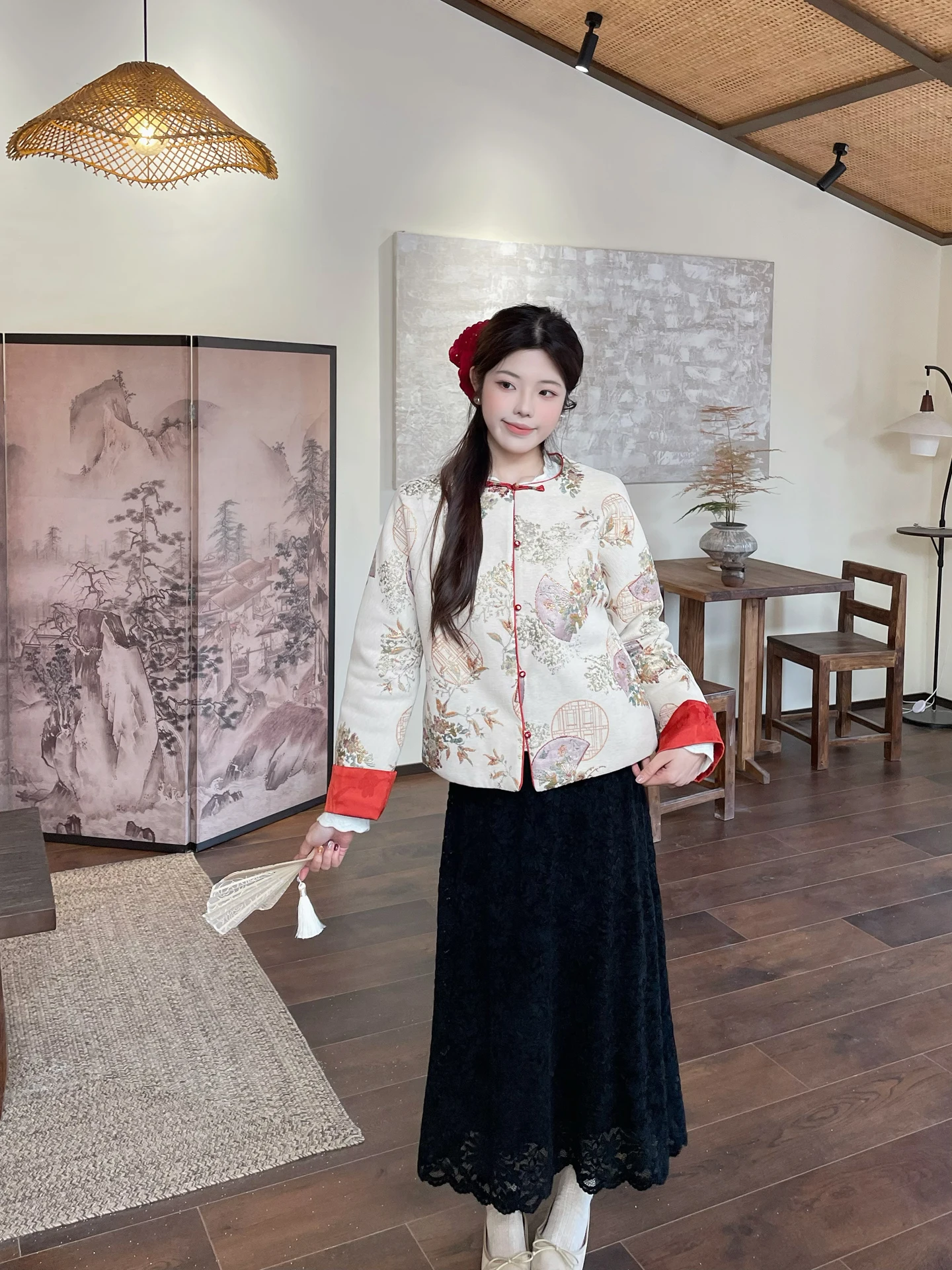 

Женская длинная юбка Mobai Gentle Elegance с кружевной подкладкой, А-силуэт, новая коллекция осень-зима, с высокой талией, универсальная