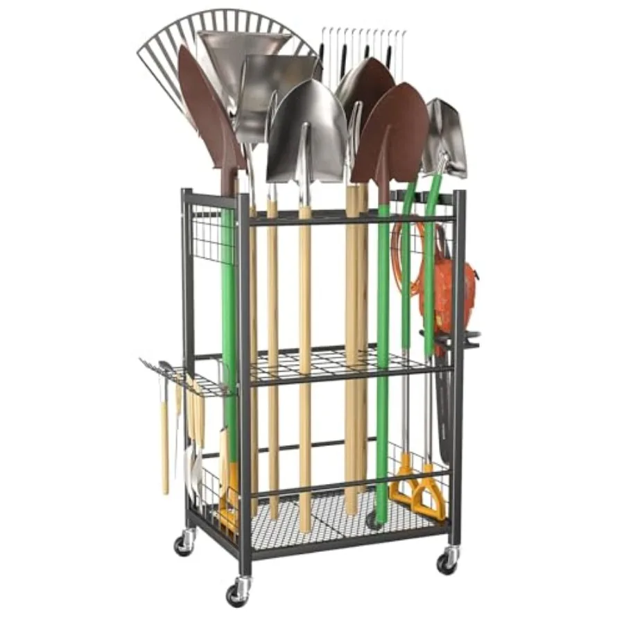 

Garden Tool Organizer with Wheels for Garage, Rakes/Shovels/Yard s Storage for Garden, Yard, Indoor/Outdoor Long-Handled s Roll