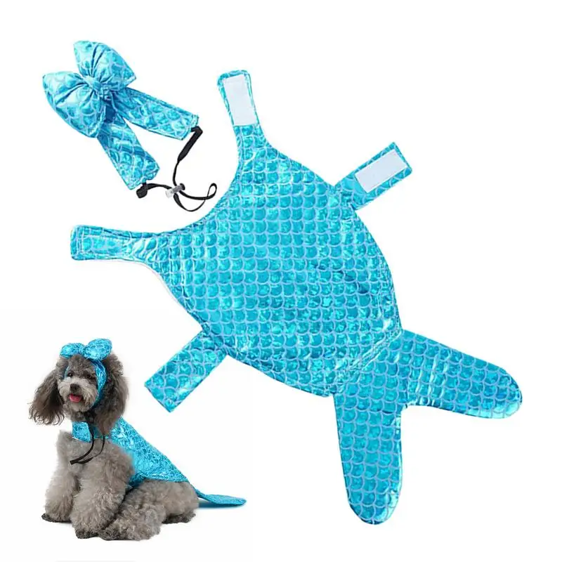 Mermaid Dog Costume Halloween Dress Costume Mermaid Dog Clothes Mermaid Small Dog Party Outfit for Small Dogs Cats Pets