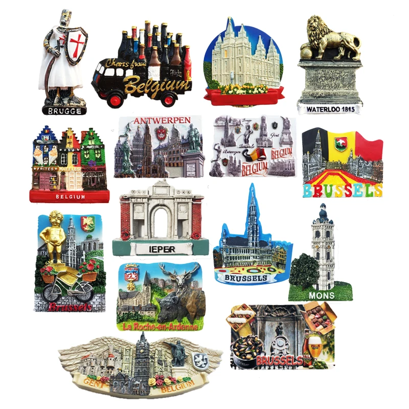 Belgium Resin Fridge Magnet Gent Mons Refrigerator Magnets 3D Stickers Magnetic Magnets Decor Brugge Brussels Tourist Souvenir