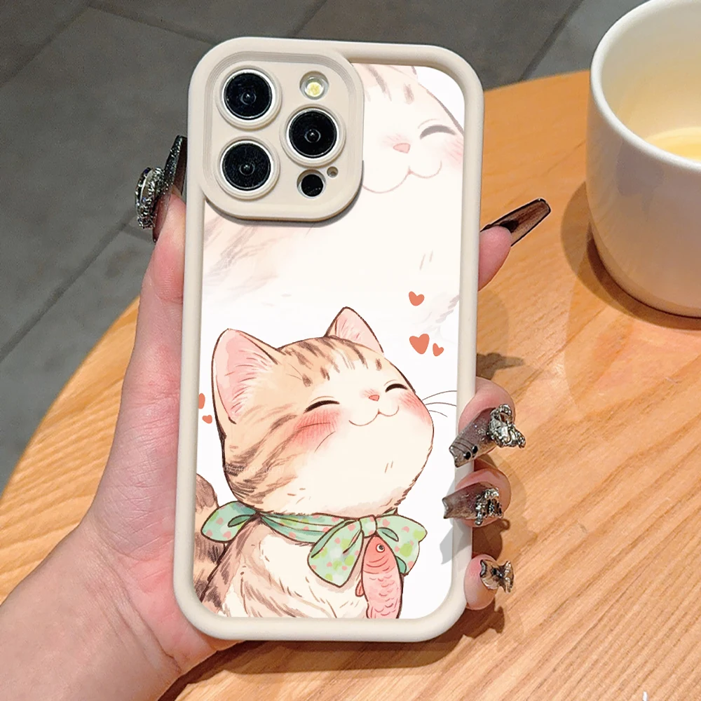 Healing Smile Orange Tabby Phone Case For Samsung Galaxy Note 20 S24 S25 S23 Plus S24 S23 FE S26 S24 S25 S23 S22 Ultra Cover