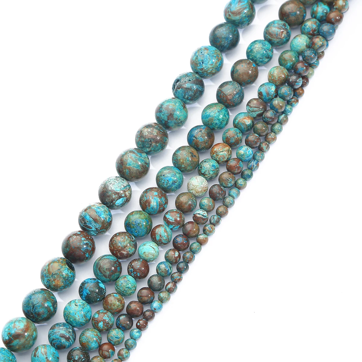 Naturstein, blaues Serpentinenmuster, Streifen, Achate, rund, lose Abstandsperlen für die Schmuckherstellung, DIY-Armband, Halskette, Zubehör – Detail 6