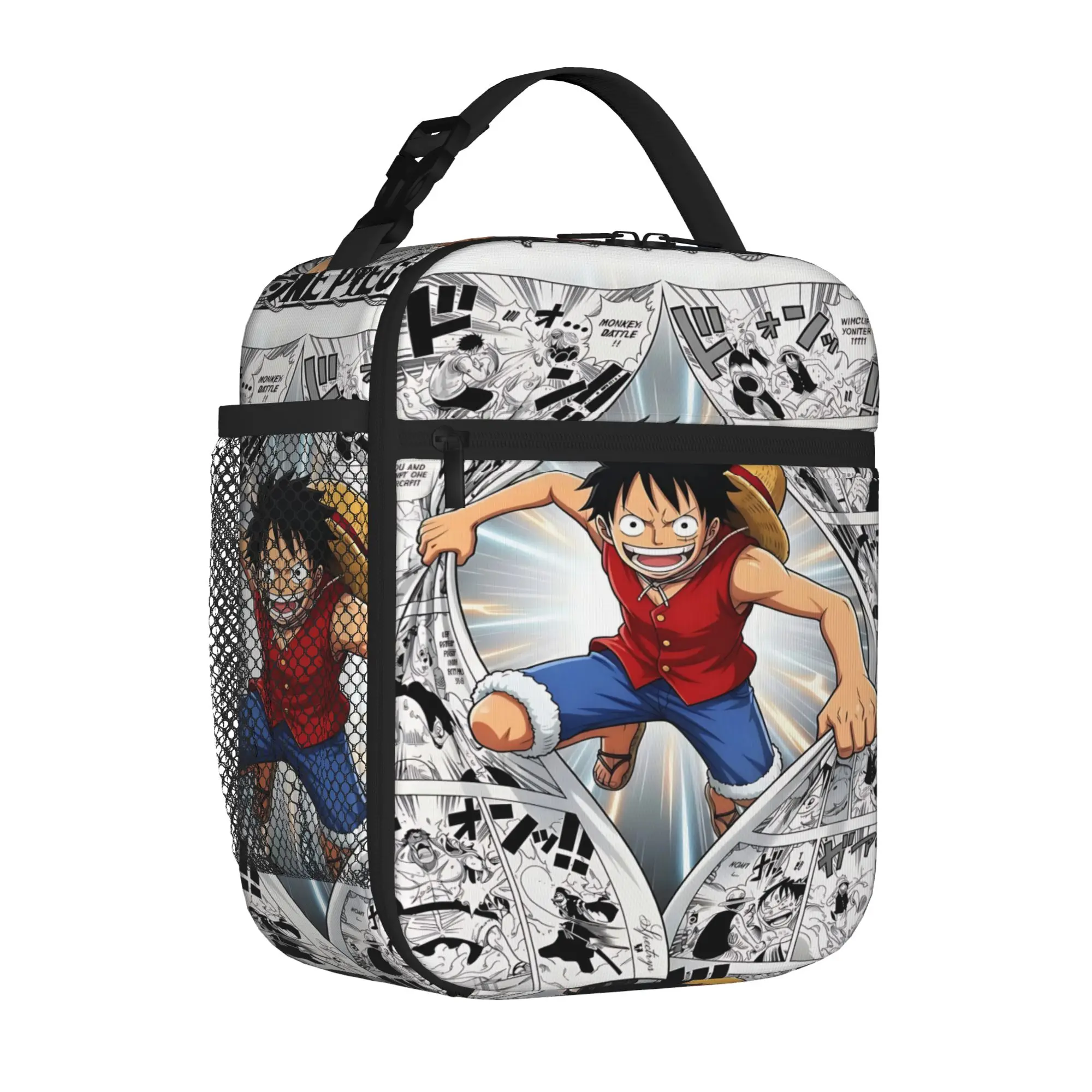 1 Piece Portable Lunch Container Manga Poster  Zipper Closure Durable Pocket O-One Piece  For Lunch Lunch Box Bag