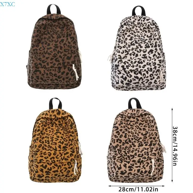 X7XC Luipaardprint Rugzak Schooltas Herfst Winter Rugzak Dagrugzakken met grote capaciteit
