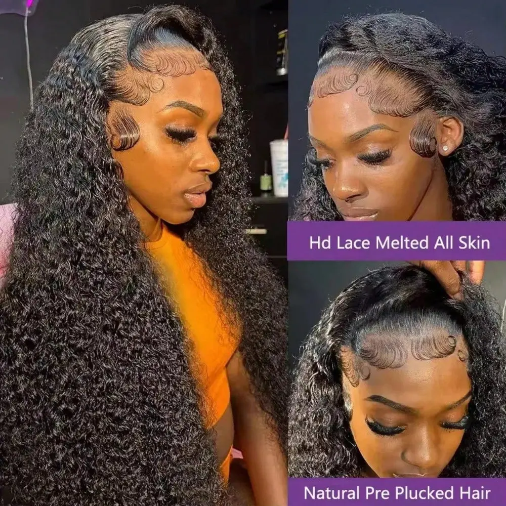 42 40 Inch 250% Density Jerry Curly 13x4 HD Lace Frontal Wig Glueless Pre Plucked Wet and Wavy Curly Human Hair Wig image 4