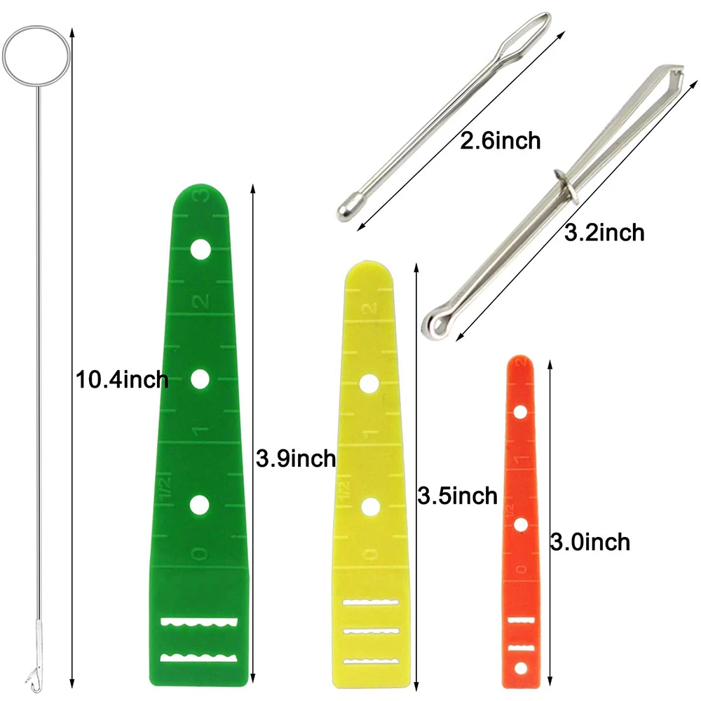 Drawstring Threader Tool Set Sewing Loop Flexible Long Drawstring Threader Turner Hook Metal Tweezers for Knitting Pants Crafts