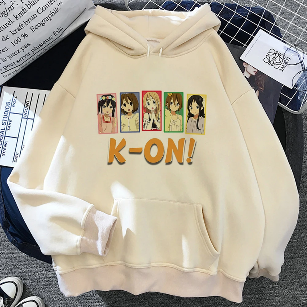 K-On Hoodies para mulheres, streetwear Kawaii, capuz vintage, feminino Harajuku puxa