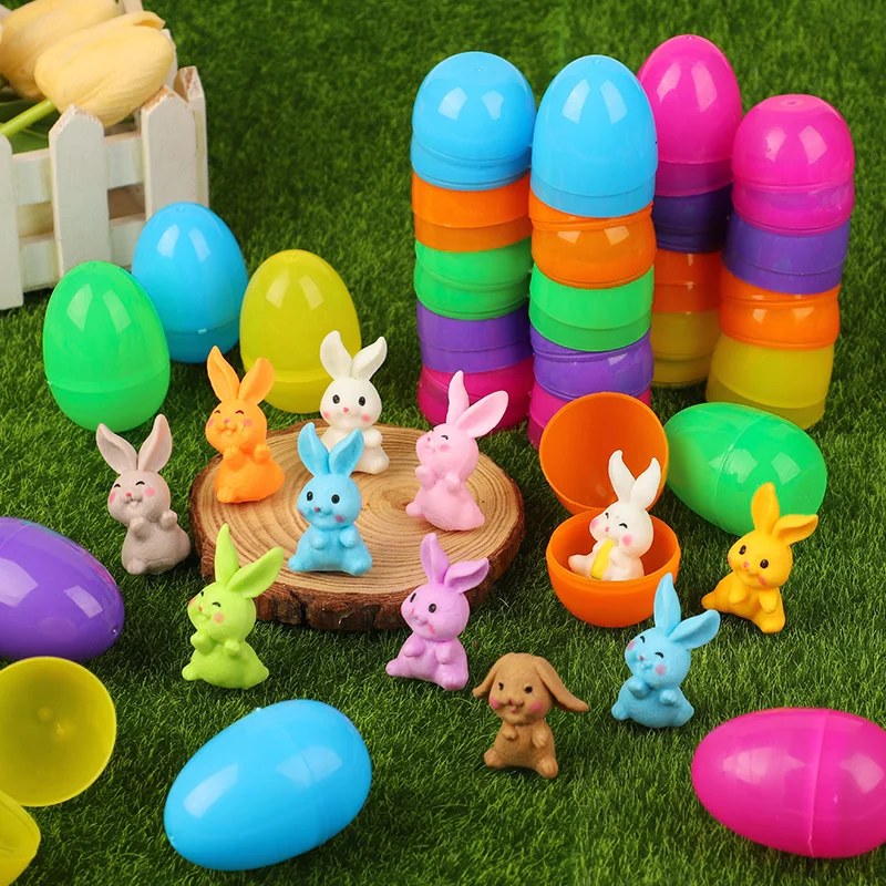 

24pcs Random Easter Egg Bunny Plastic Eggshell Home Desktop Decoration Happy Easter Party Kid Favor Gift Decoration Supplies