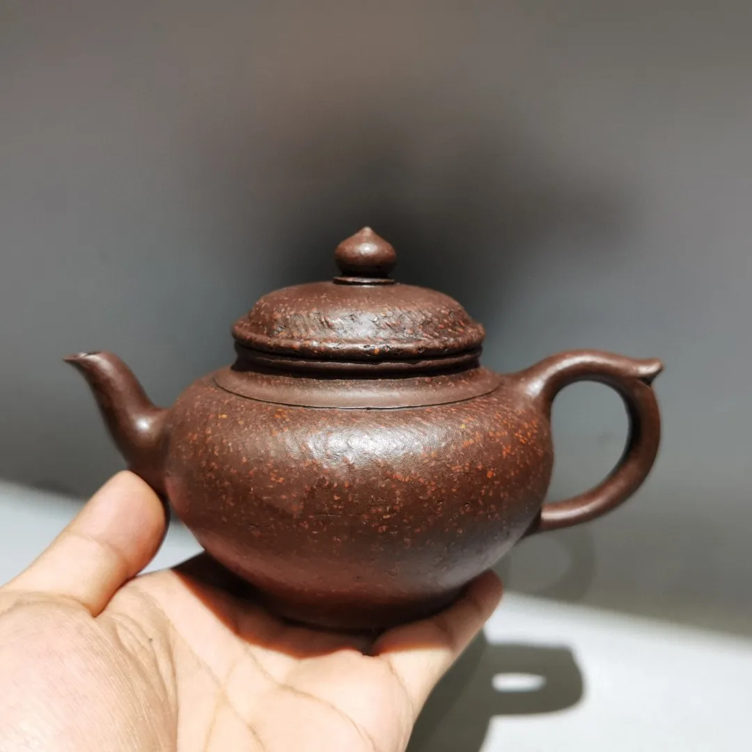 6 "الصينية ييشينغ الأرجواني الطين إبريق الشاي الوجه المبتسم زهر الكرز وعاء غلاية مسطحة جمع الثروة زخرفة غلاية إبريق الشاي حفل الشاي