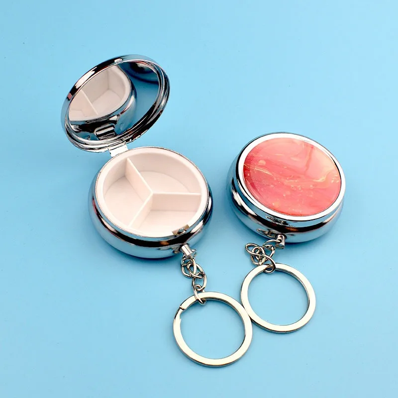 

1 шт. портативные маленькие футляры для таблеток брелок из нержавеющей стали маленькая коробка для таблеток небольшой карманный дозатор для лекарств чехол