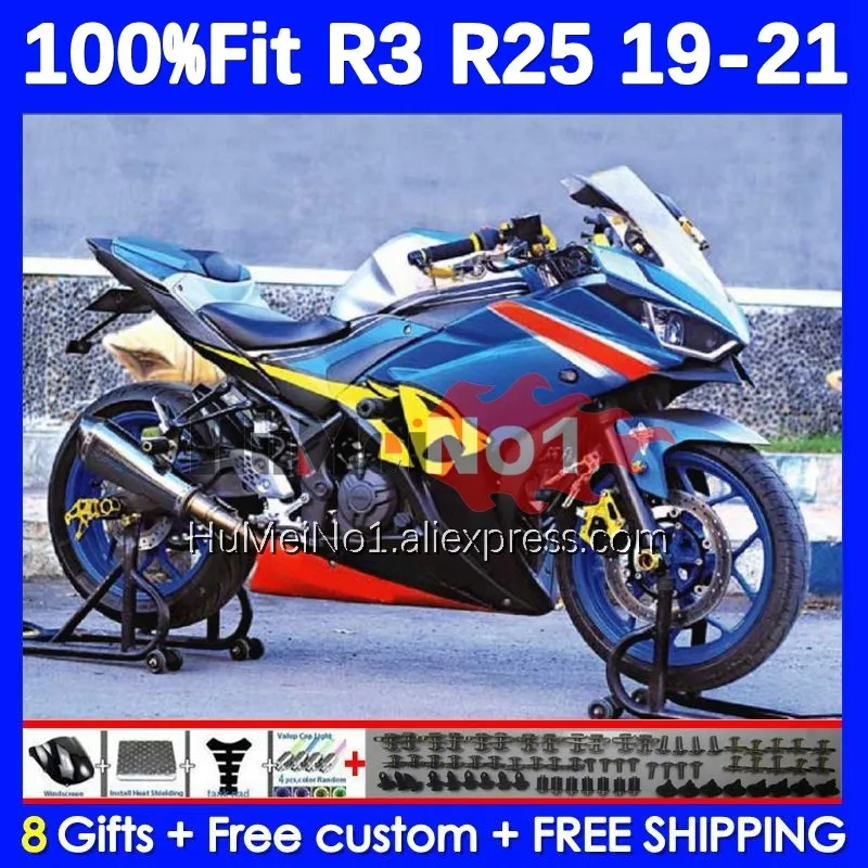 Factory Blue Injection For YAMAHA YZF-R3 YZFR25 YZF-R25 R 3 25 374No.0 YZFR3 YZF R3 R25 19 20 21 22 2019 2020 2021 2022 Fairing