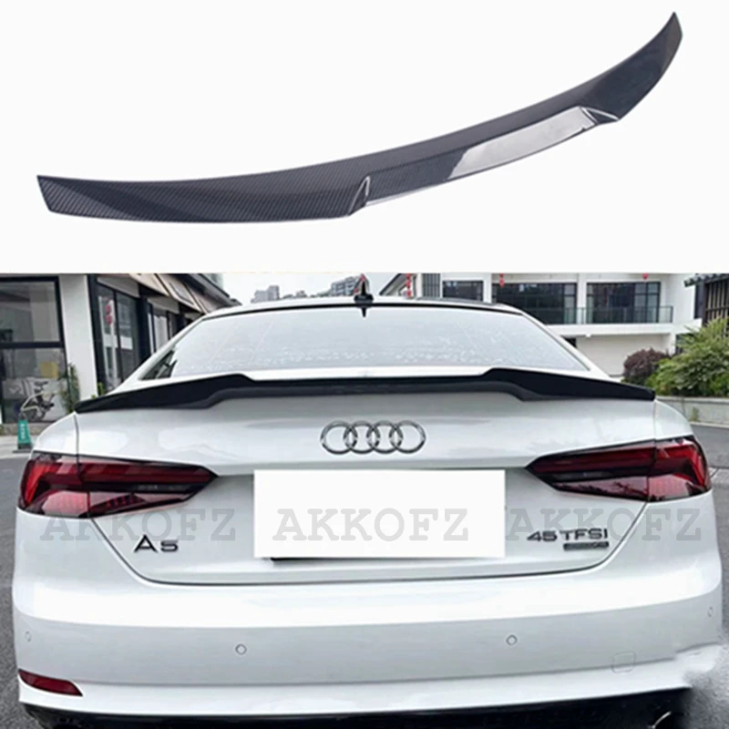 For AUDI A5 S5 RS5 B9 2Door/4Door Coupe M4 Style Carbon fiber Rear Spoiler Trunk wing 2017-2023 FRP Glossy black Forged carbon