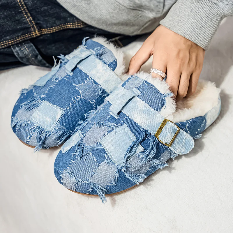 

2025 New Thick Soled Casual, Comfortable and Fashionable Men's Shoes with Winter Velvet and Thick Cotton Slippers for Men