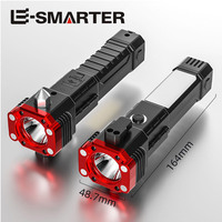 COB Flashlight LED With Side Light Safety Hammer Lifesaving USB Charging With Magnet Multi-functional Flashlight