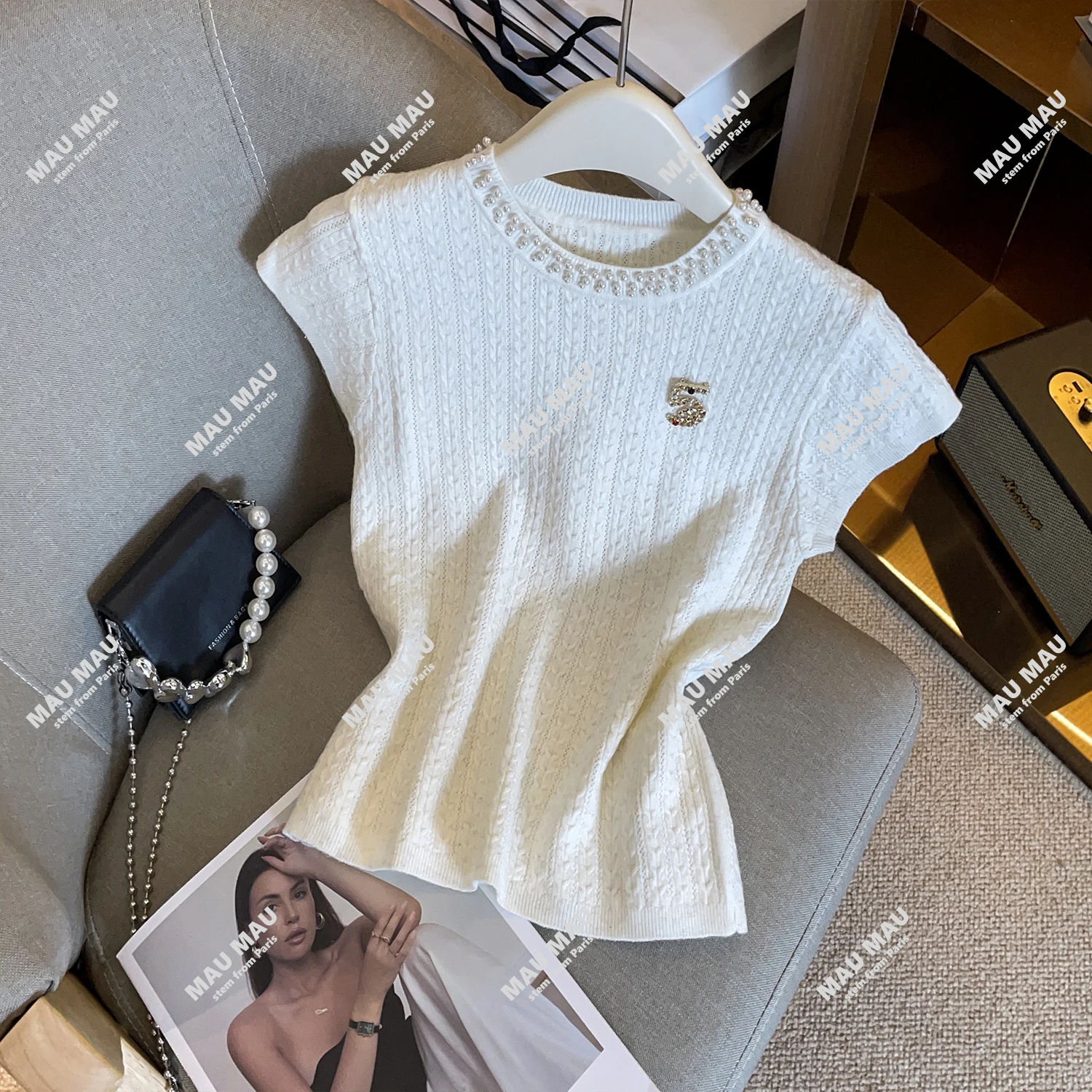 

Высококачественный женский повседневный белый вязаный топ ort Sve, модный простой вариант, все лето, Новое поступление, французский облегающий топ