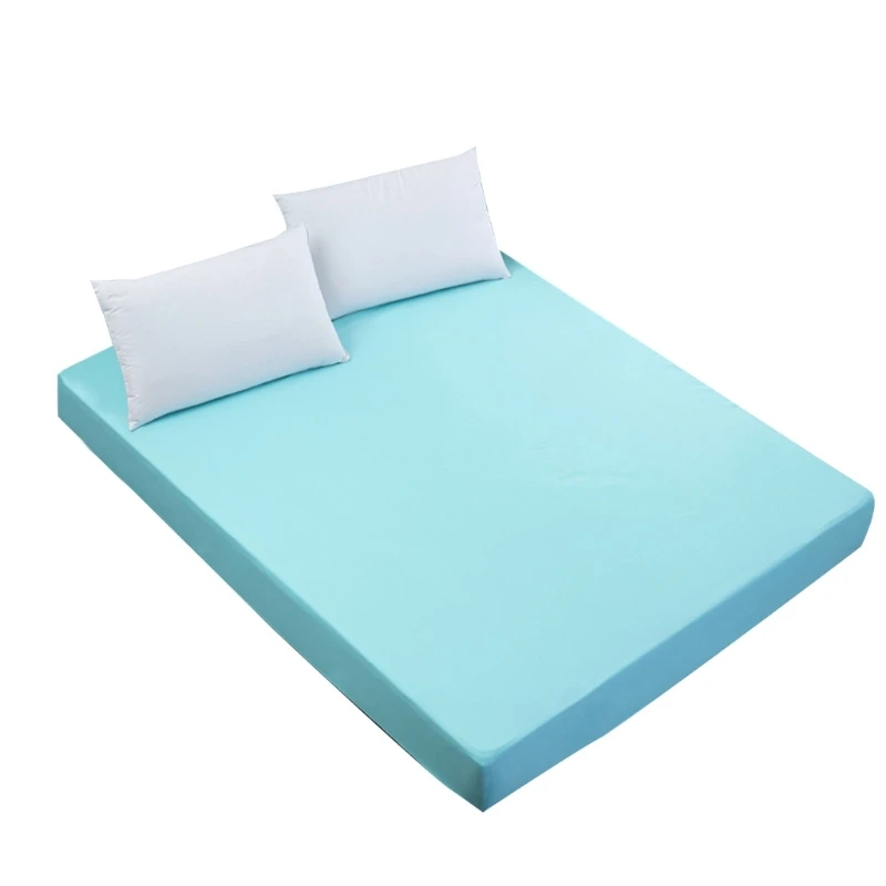 Waterproof Mattress Cover Solid Color Bed Fitted Sheet with Elastic Band Protect