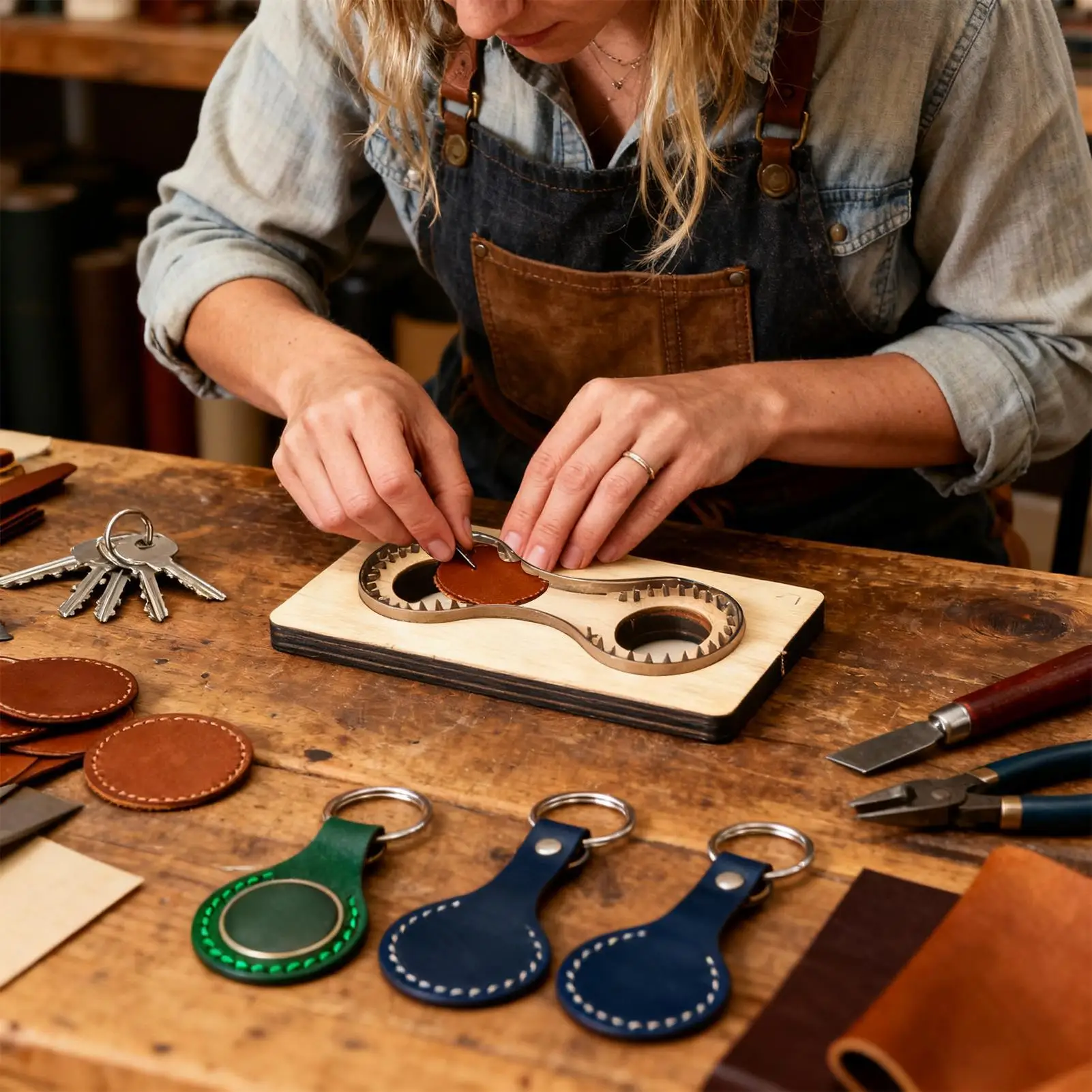 Leather Keychain Cutting Die Wooden Precise Craft Supplies Leather Keychain Embossing Die Mold For Small Projects Wallet Cards