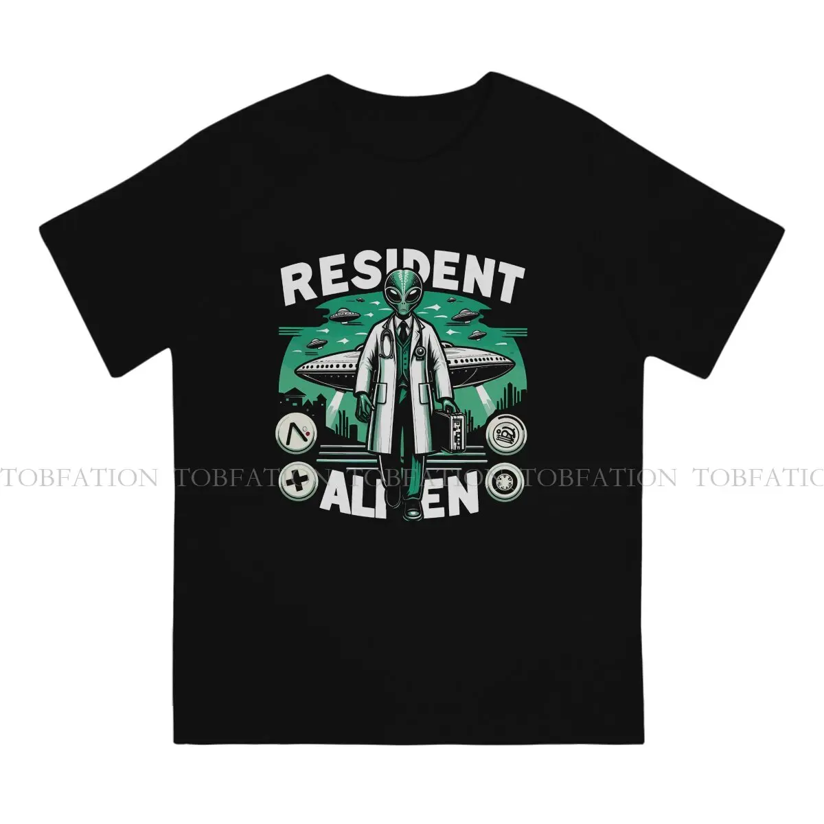 Resident Alien Man TShirt UFO Individuality T Shirt 100% Cotton Graphic Streetwear Hipster