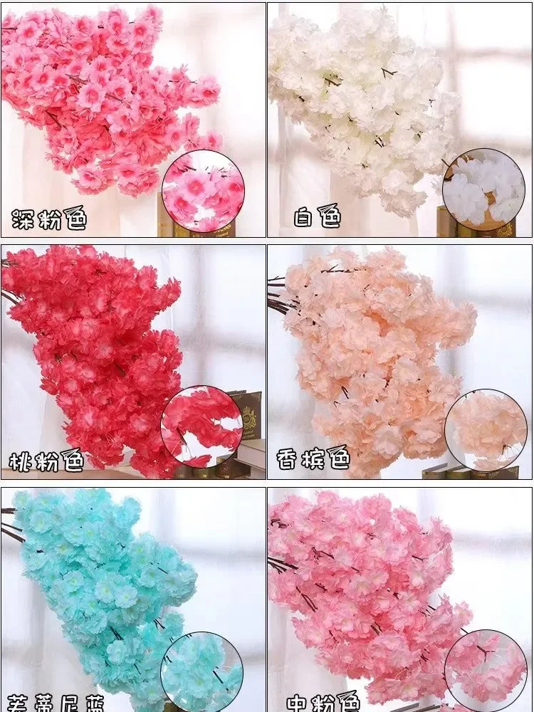 100 Stück Weiße Seiden-Kirschblütenzweige Künstliche Sakura-Blumen für Hochzeitsbogen Hintergrund Party Event Zeremonie Dekoration – Detail 10