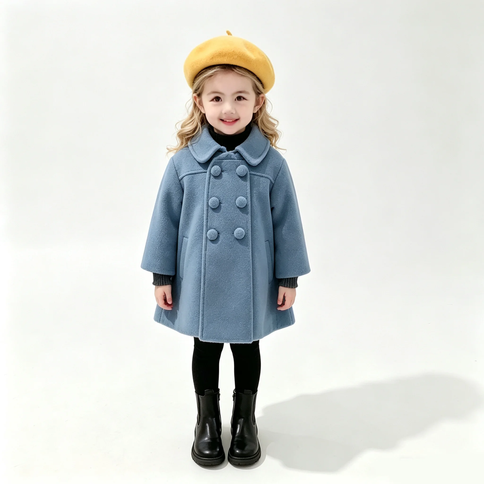 Double Breasted Girls Woolen Coats Autumn Winter Trench Jacket Coat 2-6Yrs Children Clothes For Kids Outerwear Birthday Present
