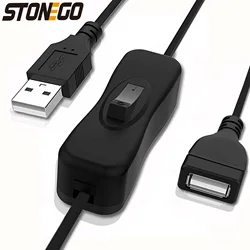STONEGO USB Switch Extension Cable Support Data Transmit and Power Supply with On/Off Power Switch for LED Strips, USB Devices