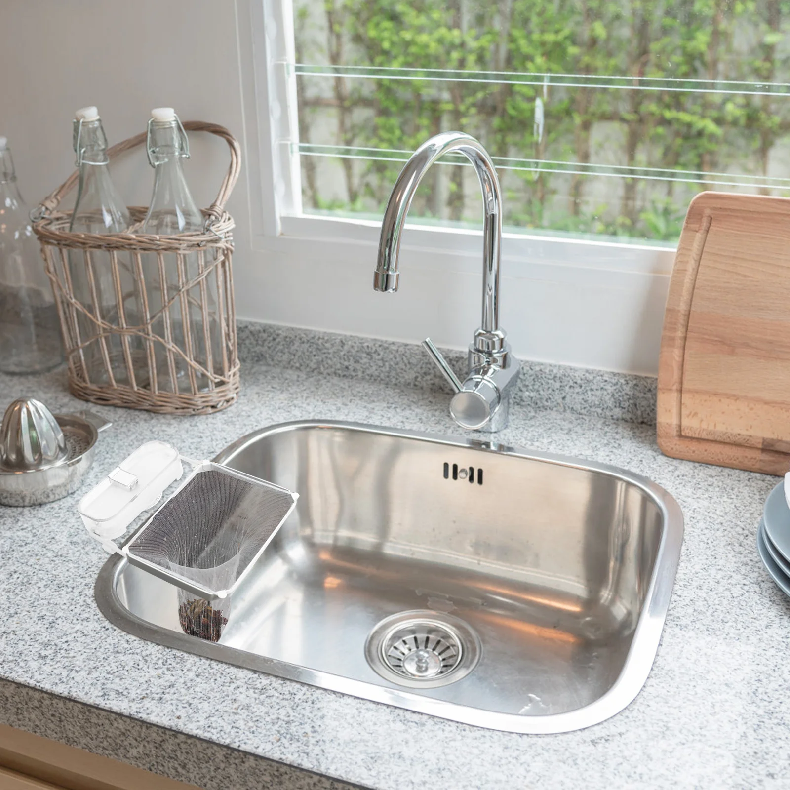 1 مجموعة بالوعة المطبخ تصفية الرف شفط كوب سهلة التركيب بقايا الطعام جامع توفير المساحة استنزاف صافي تخزين المطبخ القابل للتصرف #1