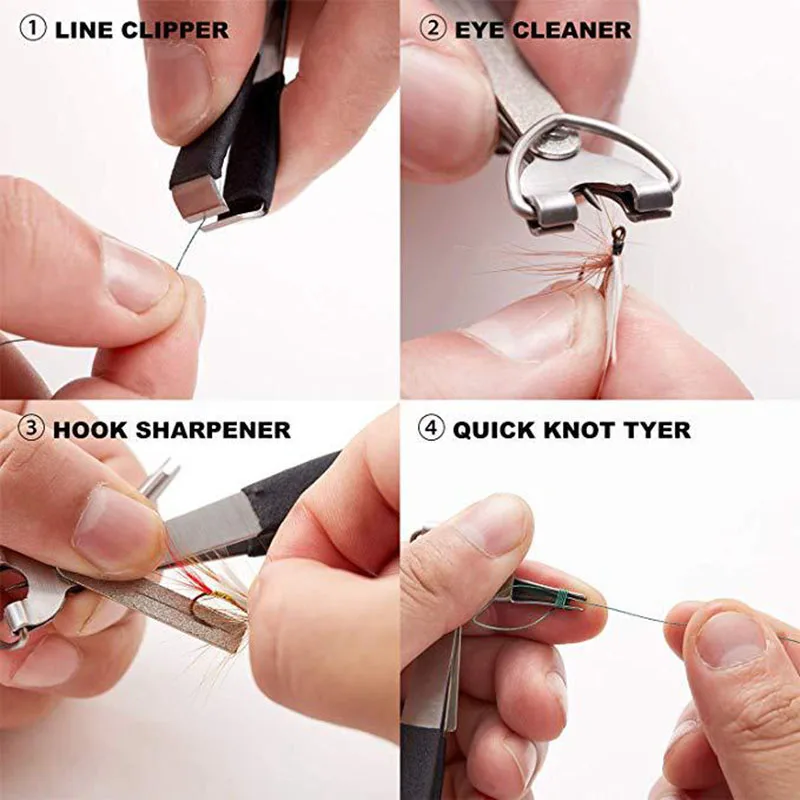 4 In 1 Fishing Quick Knot Tying Tool Fly Fishing Clippers Line Nipper Hook Sharpener Set Fast Nail Knotte Hook Fishing Tackle