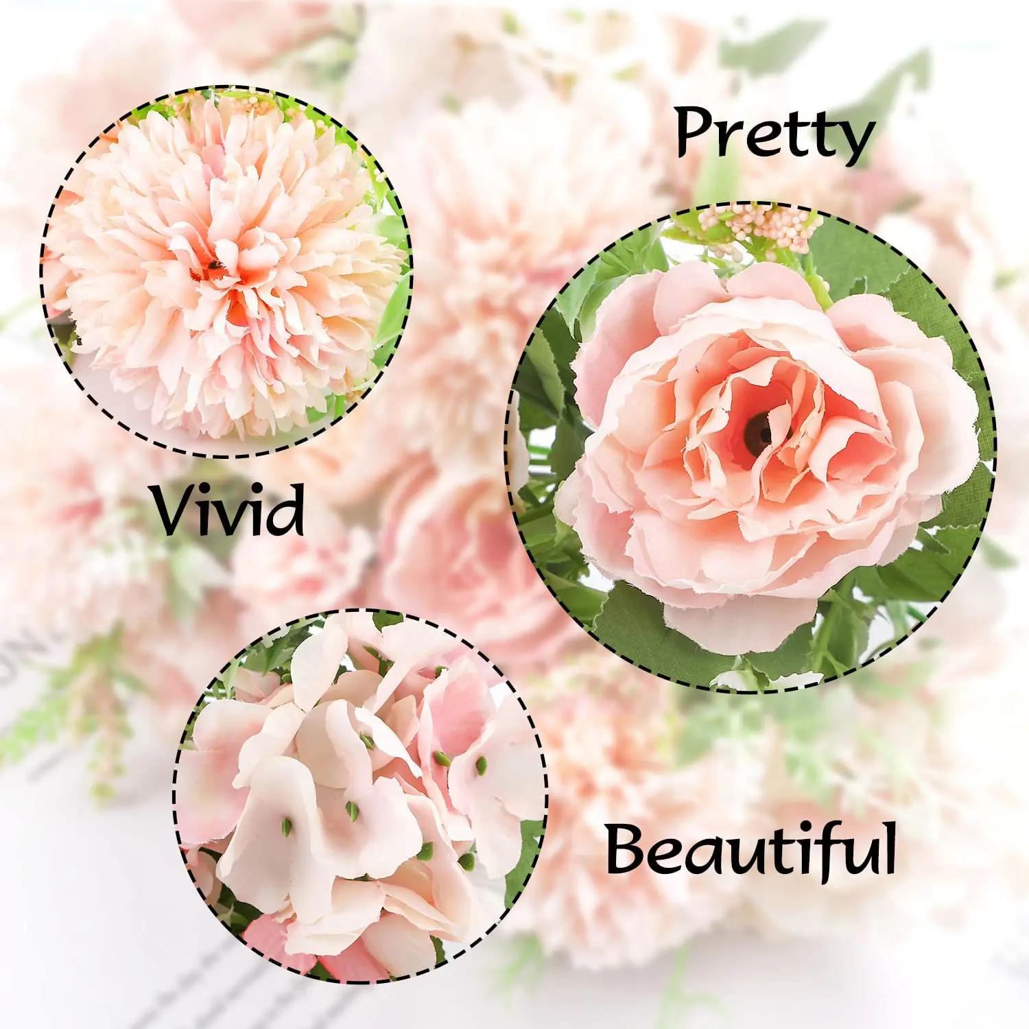 Artificial Flowers Silk Hydrangea Faux Camellia Bouquet Flowers for Wedding Bouquet Centerpieces Flower Arrangements Decorations