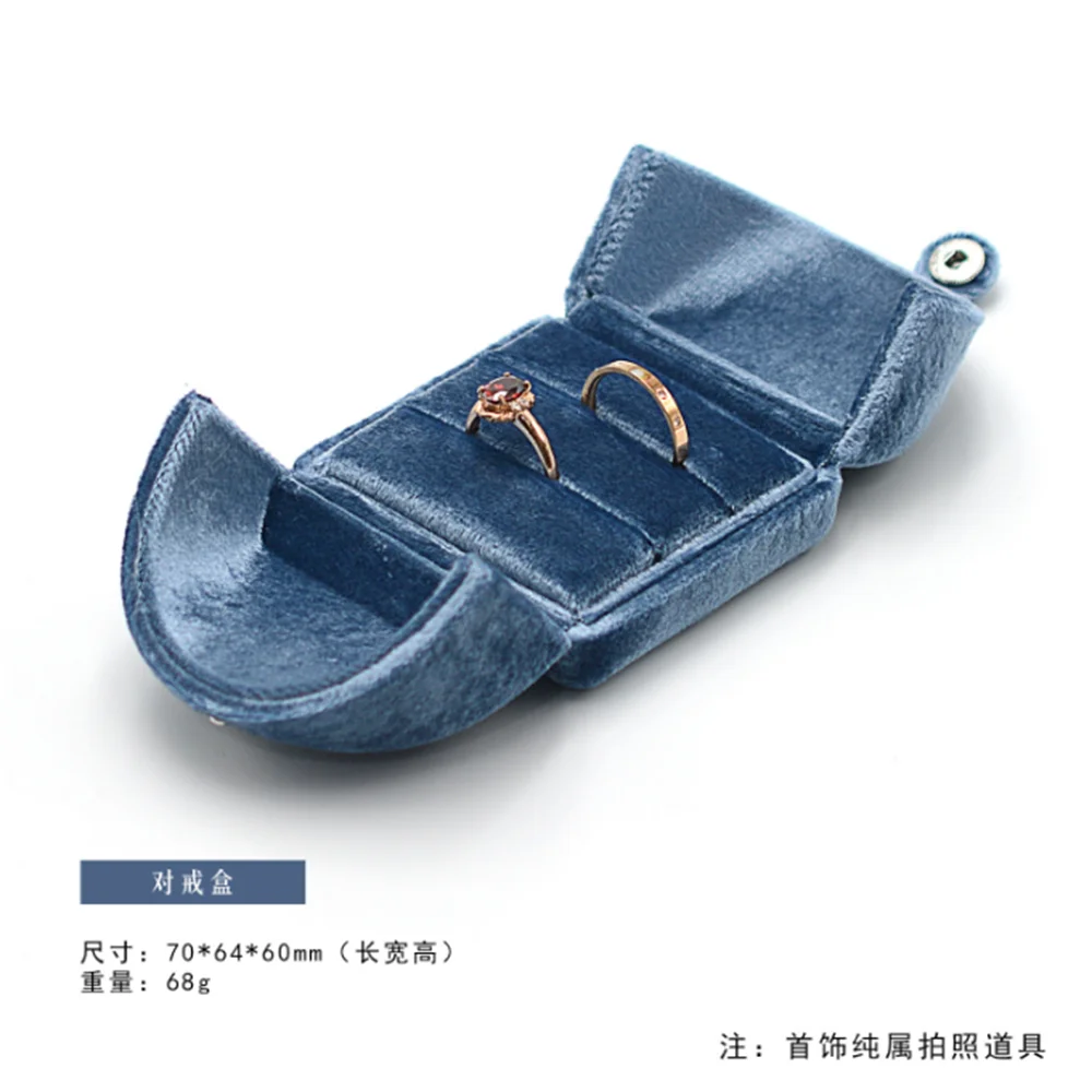 

Коробка для хранения колец, компактная бархатная шкатулка для драгоценностей, синий органайзер, роскошный чехол для хранения серег и ожерелий для путешествий, аксессуары, подарок