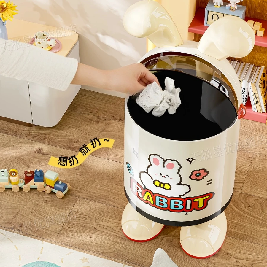 New Large Capacity Household Dustbin With Wheels  Flip Lid, Light Luxury High Appearance Level Trash Can For Living Room Bedroom