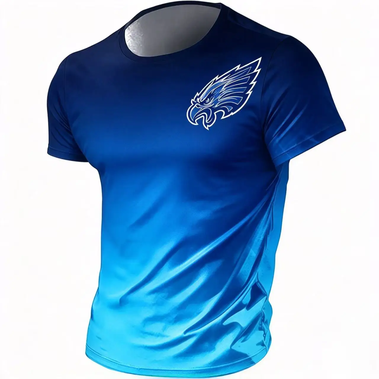 Men Polyester 3D Print T-shirt Fashion Comfortable Hot Sale Black Khaki Gradient Eagle Head Graphic Short Sleeve Casual Tee