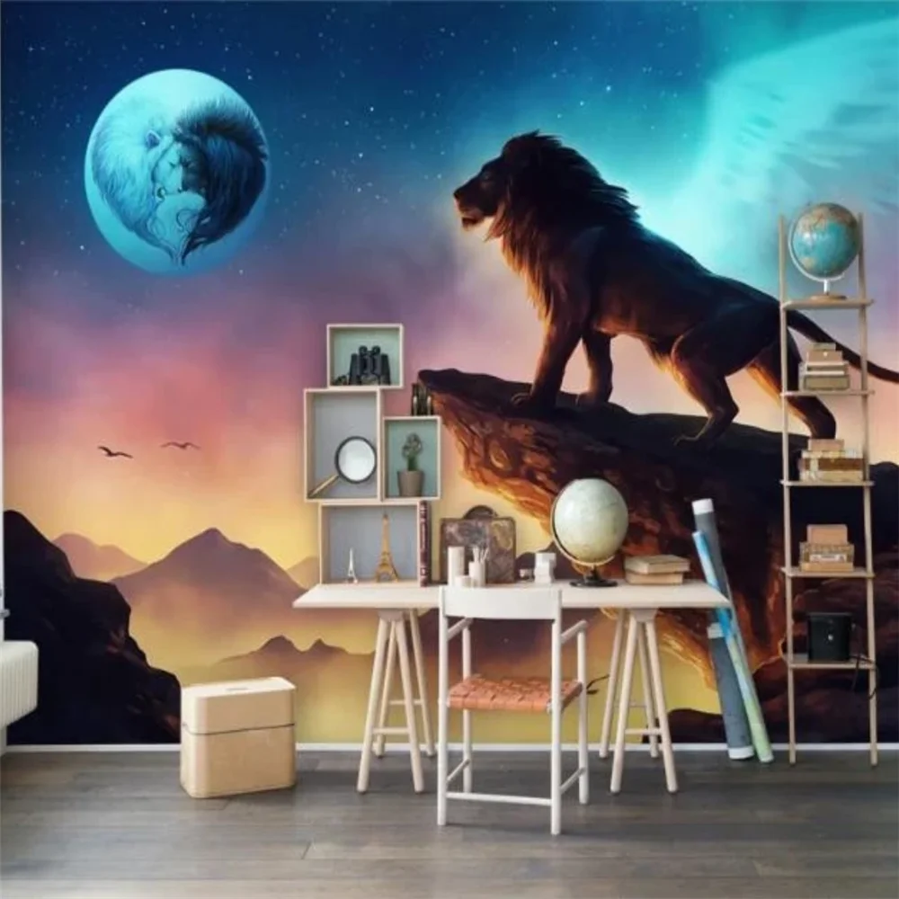 custom papel de parede 3D lion Photo wallpaper for bedroom walls Children animal wall papers home decor living room Stickers