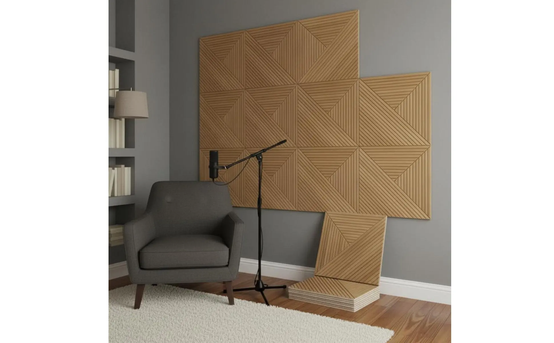Wood Grain Acoustic Panel Reduce Reverberation Three-Dimensional Decorative Wall Panel autoAdhesive Acoustic Foam Flame