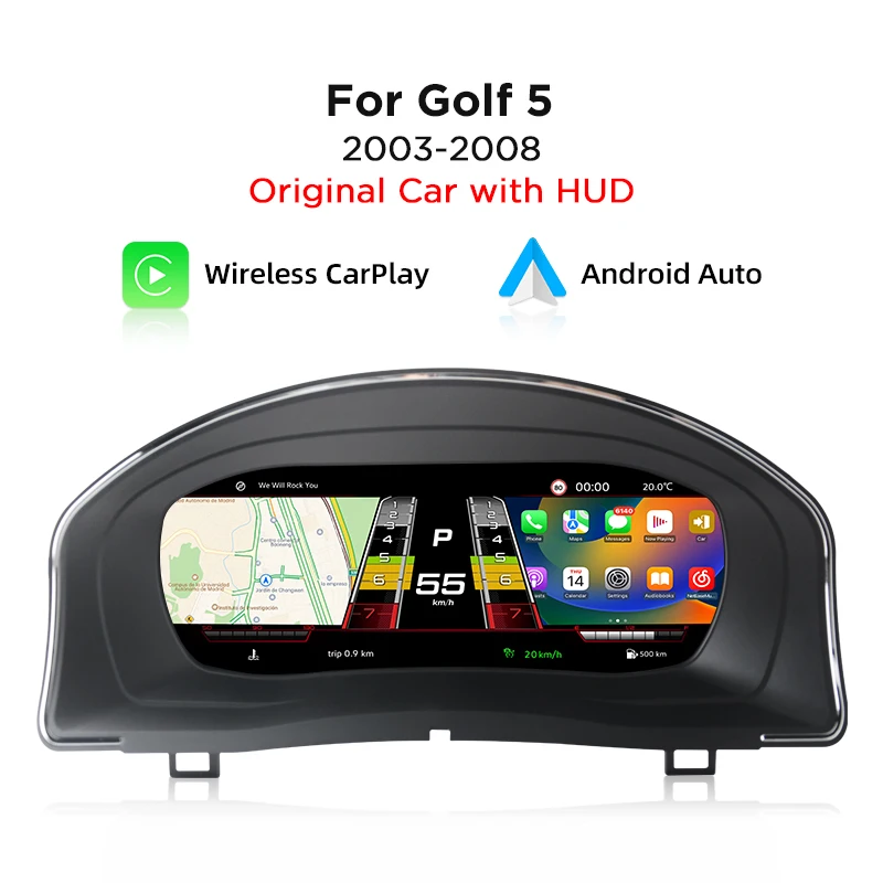 AWESAFE 12.3/10.25 1920*720 LCD Digitaal Cluster Dashboard voor VW Golf 7 Scirocco Golf 6 Golf 5 Sharan T6 MK7 Passat B8 B6 B7 CC Tiguan L Instrumentenpaneel Snelheidsmeter Virtuele Cockpit Met