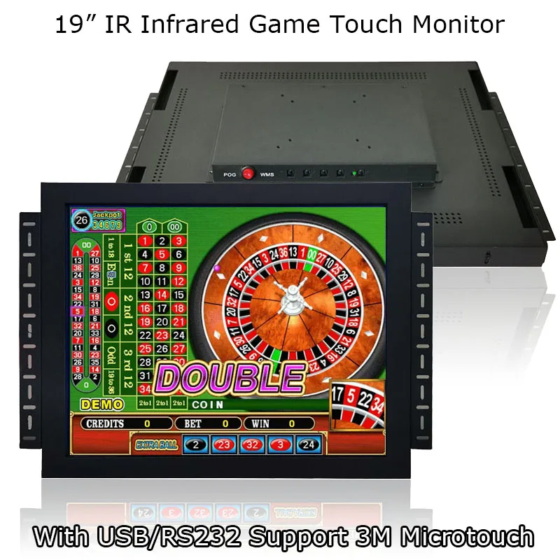 New Style 19 Inch Black Color American Roulette/POT OF GOLD/WMS Use 1280*1024 Gaming IR Touch Monitor With USB/RS232 Touch Input