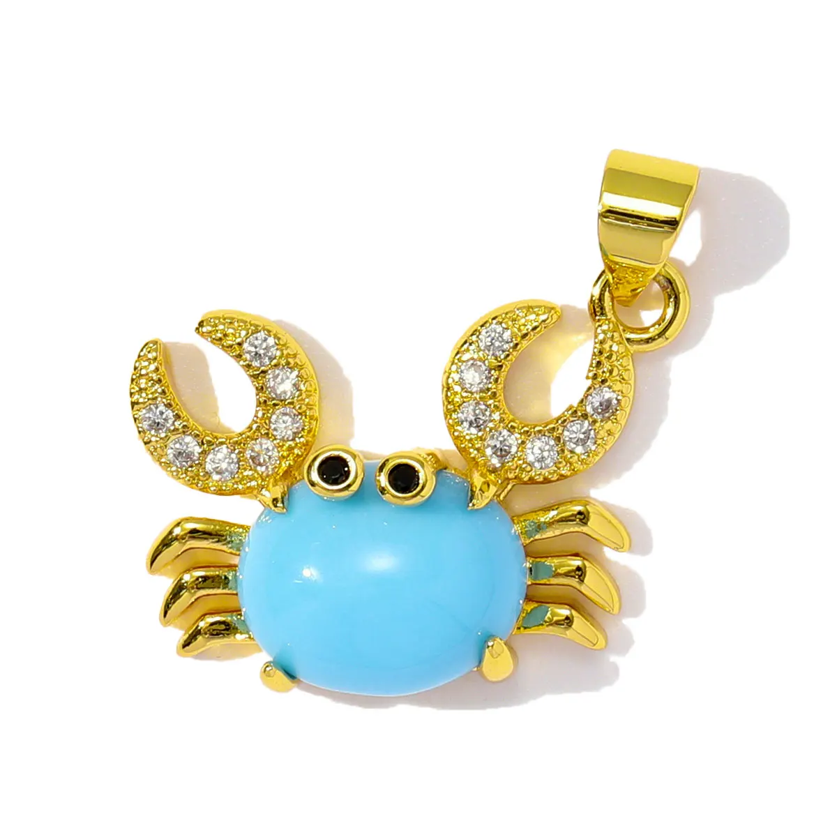 

3Pcs/Lot Copper Enamel Heart Charms Crab Zircon Pendants For DIY Jewelry Making Necklace Earring Accessory Wholesale