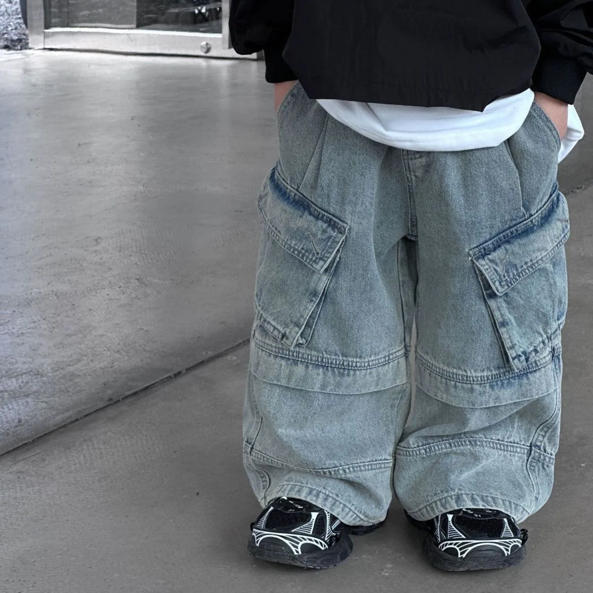 Boys Spring Autumn Jeans New Fashion Toddler Cargo Pants Loose Versatile Long Trousers Kids Children Clothing