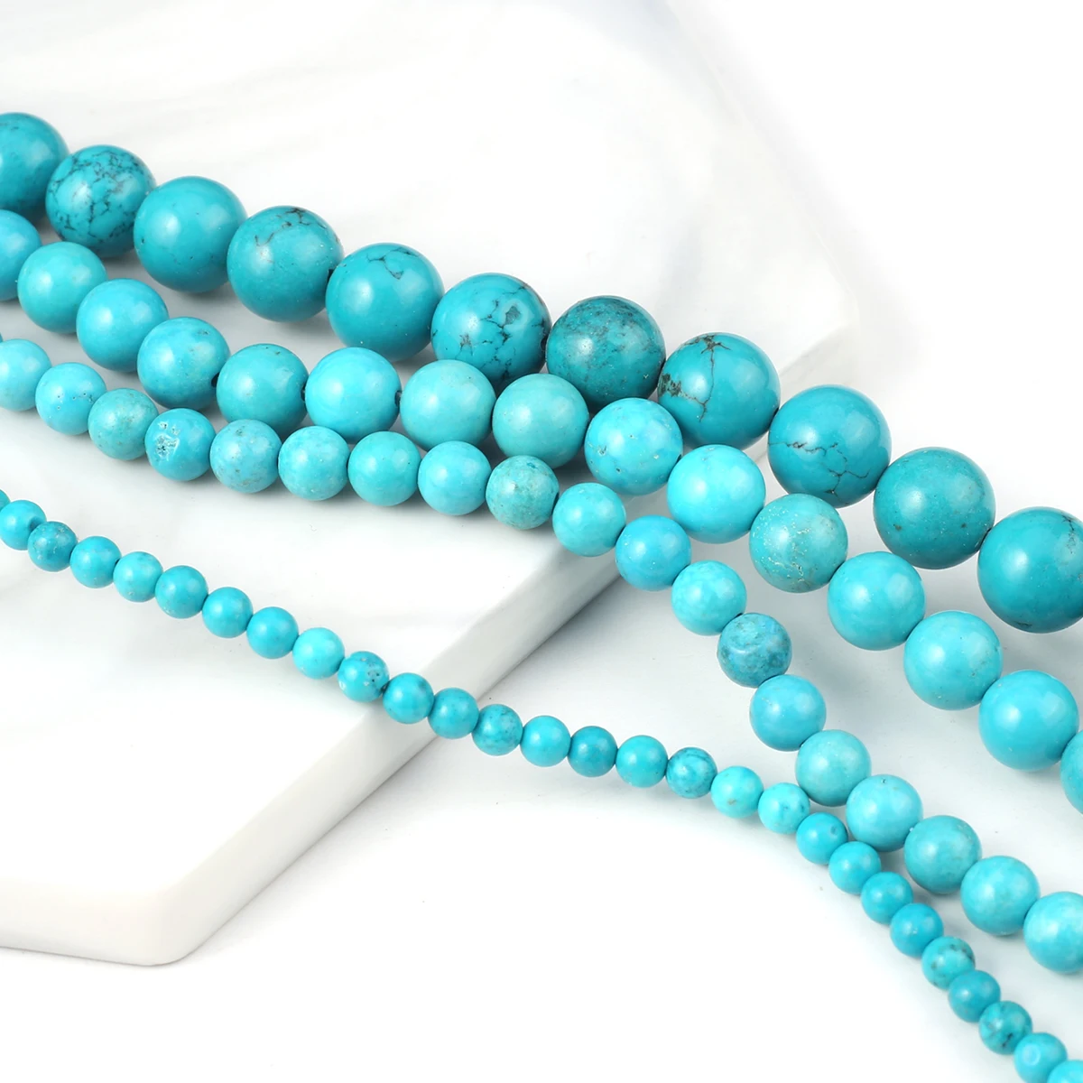 Natural Stone Beads Round Shape Blue Turquoise Gemstone Spacing Loose Beaded Jewelry Making DIY Necklaces Bracelet Accessories