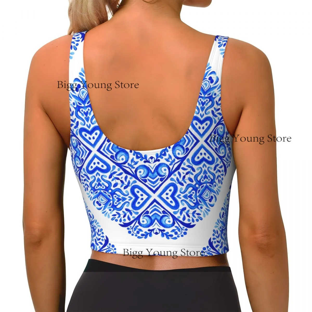 Watercolor Paint Pattern Basic Tops Women Samba Sexy V-Neck Yoga Fitness Sports Tops