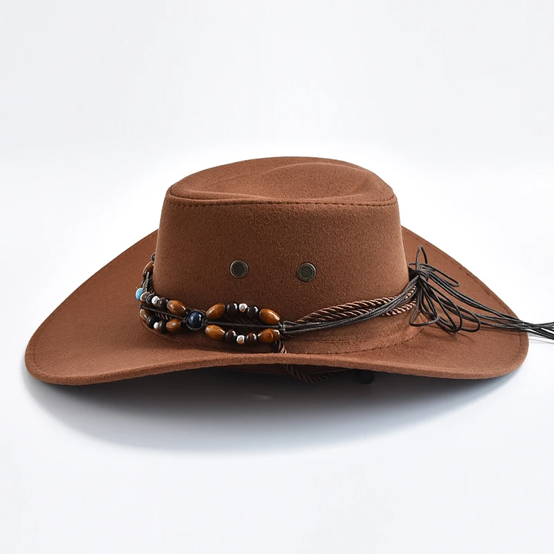 Vintage Big-edge Western Cowboy Hats for Men Women Artificial Suede Gentleman Cowgirl Jazz Hat Sombrero Hombre Cap