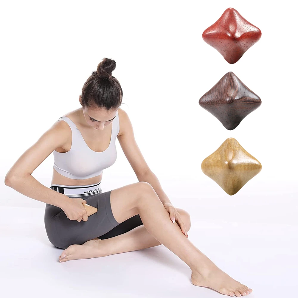 Wooden Hand Hexagonal Massager Wood Body Foot Reflexology Acupuncture Massage Roller for Anti-Cellulite Lymphatic Drainage