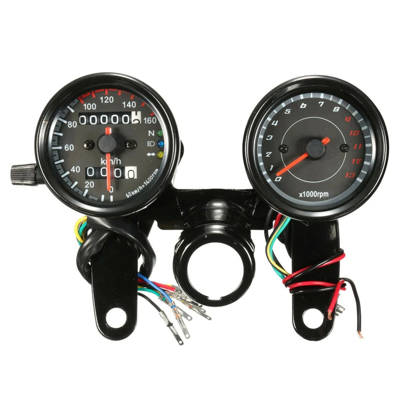 Universal Motorcycle LED Speedometer Odometer Techometer Gauge 0~180km/h 13000 RPM LED Backlight Tachometer