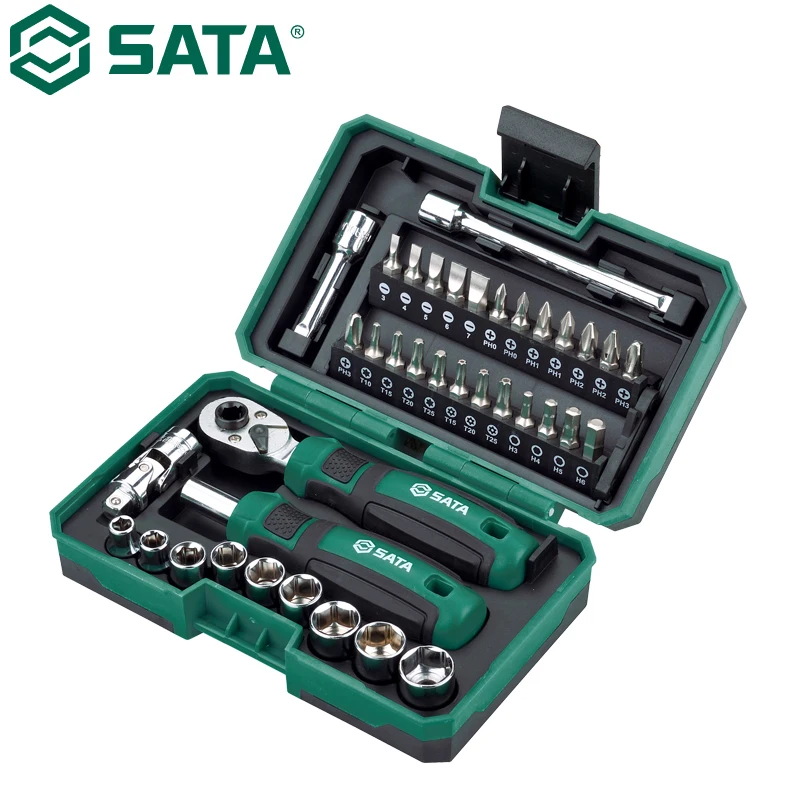 SATA 05498 38 Piece Ratchet Wrench And Screwdriver Comprehensive Set High Hardnes Swear Resistant  Durable