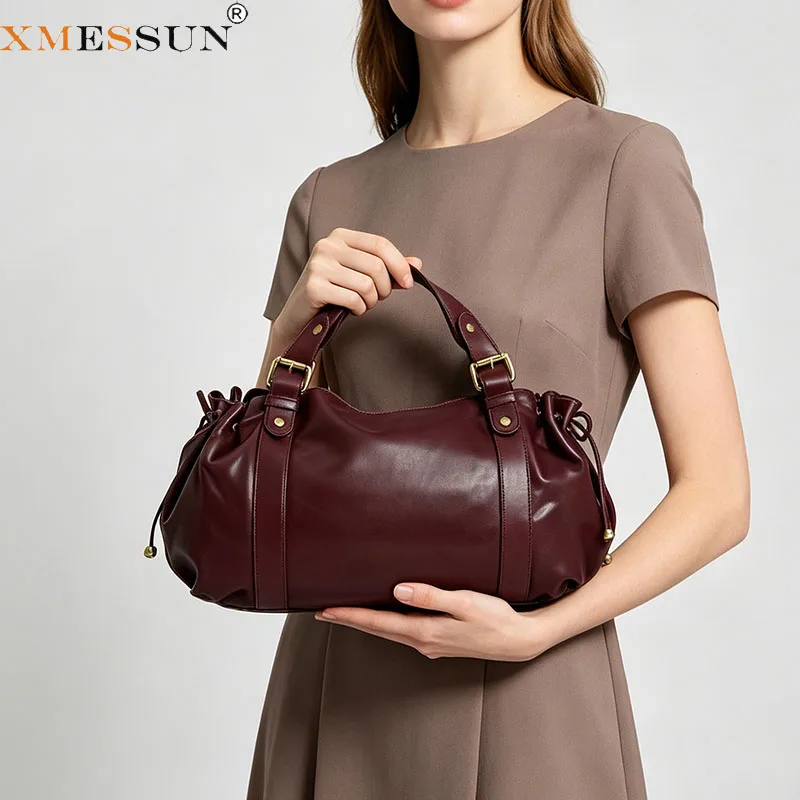 XMESSUN Women's Large Capacity Shoulder Bag, Fashion Simple Commuter Boston Handbag, Soft Leather Versatile Work Crossbody Bag