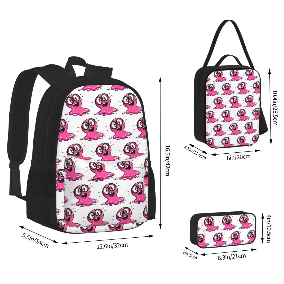 Super Slick Slime Sam Backpacks Students Bookbag School Bags Kids Rucksack Lunch Bag Pen Bag Three-Piece Set