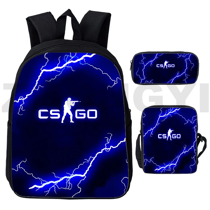 Impressão 3d dos desenhos animados cs go mochila para menina assalto csgo jogo bolsa de ombro adolescente faculdade portátil viagem packbag negócios saco urbano