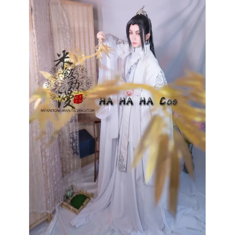 DY20Anime Er Ha Chu Wanning disfraz de Cosplay disfraz de bendición oficial del cielo para adultos Hanfu blanco trajes antiguos chinos peluca Sh