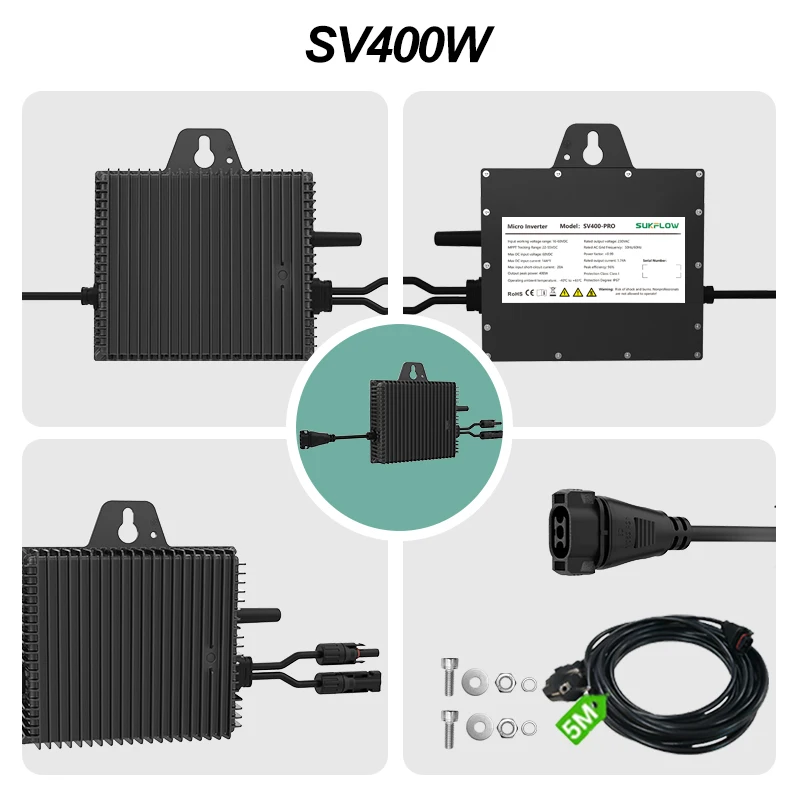 Sukflow Micro-Wechselrichter Solar-Grid-on-Mikro-Wechselrichter 400 W/800 W/1000 W/1200 W/2000 W/250 W Konverter Haushalts-Grid-System aus der EU